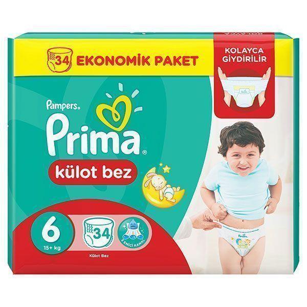 پوشک پریما شورتی سایز 6 بسته 34 عددی Pampers Prima